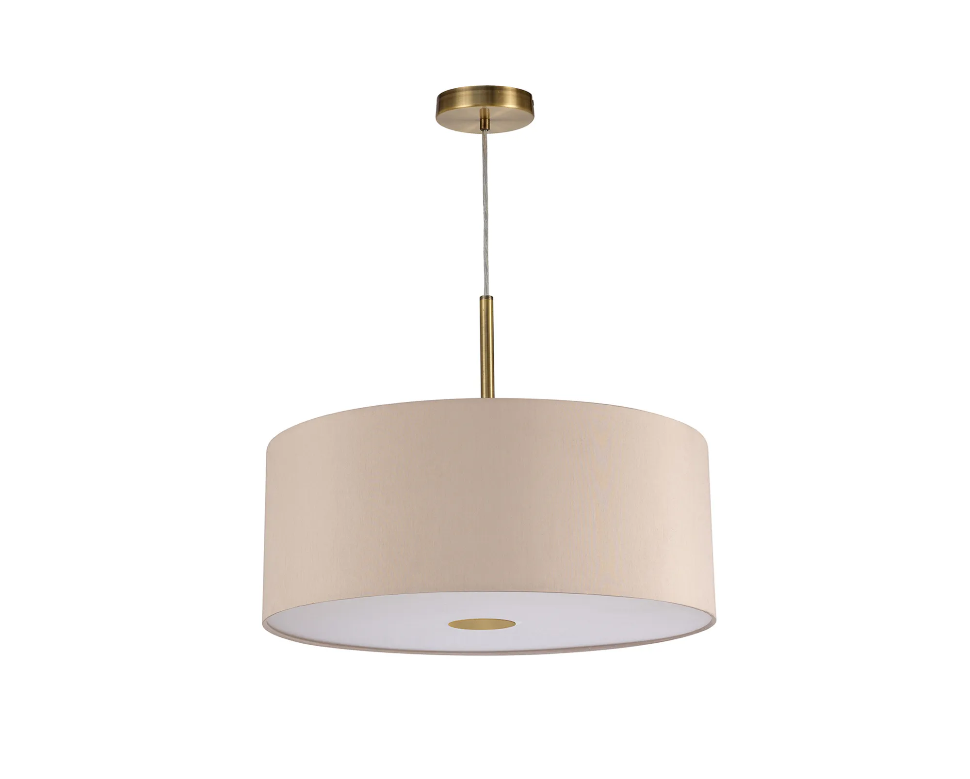 Baymont 50cm Pendant 1 Light Antique Brass, Nude Beige/Moonlight, Frosted Diffuser DK0224  Deco Baymont AB NU